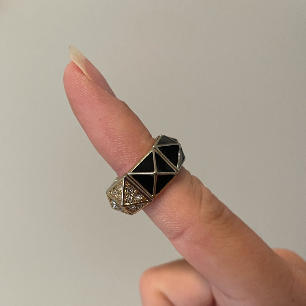 Black and gold bling stud ring